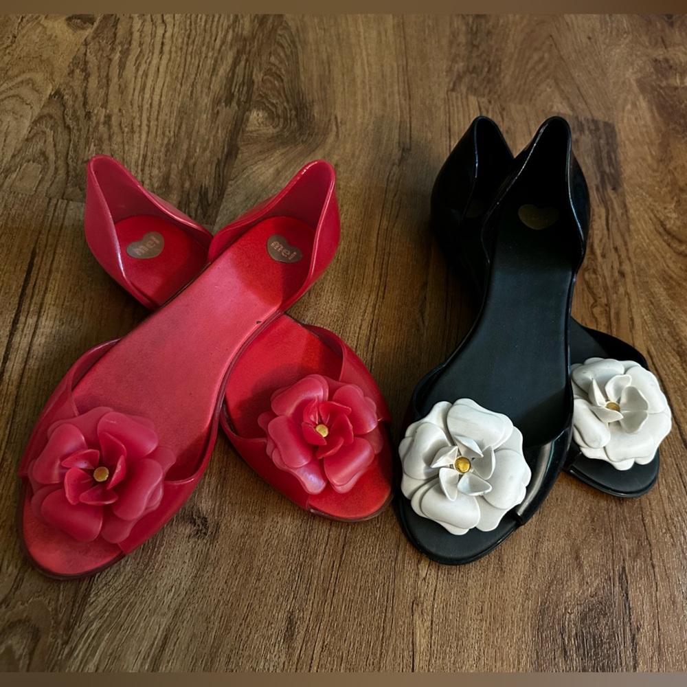 Melissa Open Toe Jelly Flat Size 7 EUC - Red Pair
